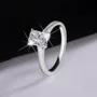 Bague de fiançailles solitaire en argent sterling 925, diamant moissanite radiant