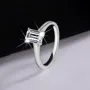 Bague de fiançailles solitaire en argent sterling 925 et diamant de moissanite taille émeraude