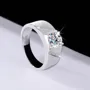 Bague de fiançailles classique en argent sterling 925 et diamant de moissanite de taille ronde