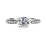Bague de fiançailles classique en argent sterling 925 et diamant moissanite de taille ronde