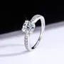 Bague de fiançailles classique en argent sterling 925 et diamant moissanite de taille ronde