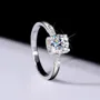 Bague de fiançailles classique en argent sterling 925 et diamant de moissanite de taille ronde