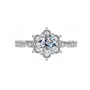Bague de fiançailles halo en argent sterling 925 et diamant de moissanite de taille ronde