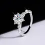 Bague de fiançailles halo en argent sterling 925 et diamant de moissanite de taille ronde