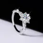 Bague de fiançailles halo en argent sterling 925 et diamant de moissanite de taille ronde