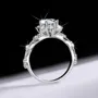 Bague de fiançailles halo en argent sterling 925 et diamant de moissanite de taille ronde