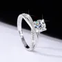 Bague de fiançailles classique en argent sterling 925 et diamant de moissanite de taille ronde