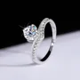 Bague de fiançailles classique en argent sterling 925 et diamant de moissanite de taille ronde