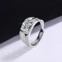 Bague homme en argent sterling 925 avec diamant en moissanite de taille ronde et blanche