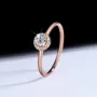 Bague de fiançailles en argent sterling 925 et or rose 925, diamant de moissanite de taille ronde
