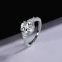 Bague de fiançailles 3 pierres en argent sterling 925 et diamant moissanite ovale