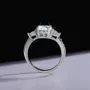 Bague de fiançailles 3 pierres en argent sterling 925 et diamant moissanite ovale