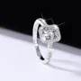 Radiant cut moissanite diamond white sterling silver halo engagement ring