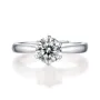 Bague de fiançailles solitaire en argent 925 moissanite de taille ronde et diamant blanc