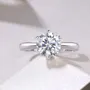 Bague de fiançailles solitaire en argent sterling 925 et diamant moissanite de taille ronde