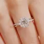 Bague de fiançailles halo en argent sterling 925 avec diamant moissanite de taille ronde