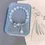 Bracelet de 7" en argent sterling 925 avec cristal d'opale bleu clair