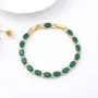 Bracelet de 7" en or jaune et cristal vert