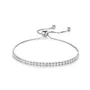 Bracelet réglable en argent sterling 925 avec diamant rond et blanc