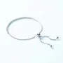 Bracelet réglable en argent sterling 925 avec diamant rond et blanc
