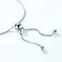 Bracelet réglable en argent sterling 925 avec diamant rond et blanc