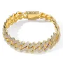 Hip hop bracelet cubain plaqué or 18k diamant blanc