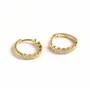 Boucles d'oreilles en argent sterling 925 or jaune et diamant blanc
