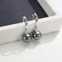 Pendants d'oreilles en argent 925 perles noires rondes