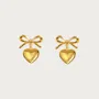 Boucles d'oreilles ruban en forme de cœur plaqué or 18k