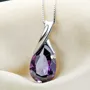 Collier de 16" en argent 925 avec améthyste violette taillée en poire