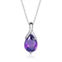 Collier de 16" en argent 925 avec améthyste violette taillée en poire