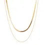Collier 2 couches en titane et or jaune de 17 pouces