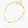 Collier 2 couches en titane et or jaune de 17 pouces