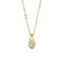 Collier 16" en argent sterling 925 et or jaune avec diamant en forme de poire
