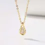 Collier 16" en argent sterling 925 et or jaune avec diamant en forme de poire