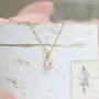 Collier poire en argent sterling 925 avec quartz de cristal et or jaune 15,4 pouces