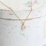 Collier poire en argent sterling 925 avec quartz de cristal et or jaune 15,4 pouces