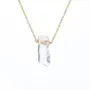 Collier de quartz de cristal en or jaune de 16 pouces