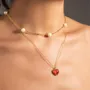 Collier coeur cornaline plaqué or 18k