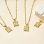 Lettre initiale a-z collier pendentif à chaîne figaro plaqué or 18k de 20 pouces