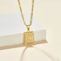Lettre initiale a-z collier pendentif à chaîne figaro plaqué or 18k de 20 pouces