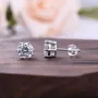 Clous d'oreilles en argent 925 avec diamant blanc taillé en rond