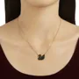 Collier cygne noir en or rose en argent sterling